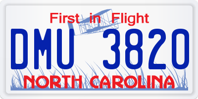 NC license plate DMU3820