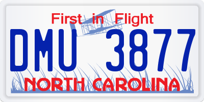 NC license plate DMU3877