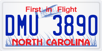 NC license plate DMU3890