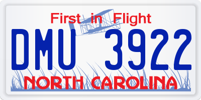 NC license plate DMU3922