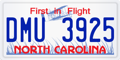 NC license plate DMU3925