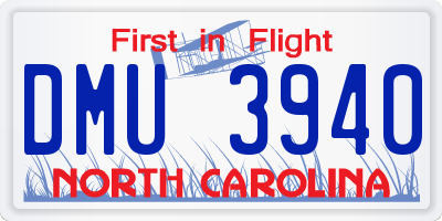 NC license plate DMU3940