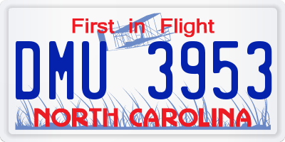 NC license plate DMU3953