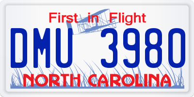 NC license plate DMU3980
