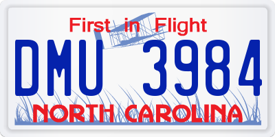NC license plate DMU3984