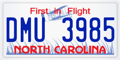 NC license plate DMU3985