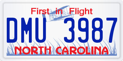 NC license plate DMU3987