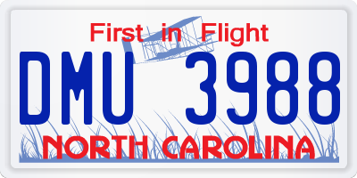 NC license plate DMU3988