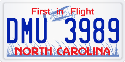NC license plate DMU3989
