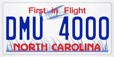 NC license plate DMU4000