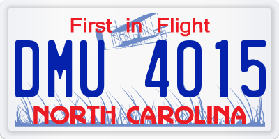 NC license plate DMU4015