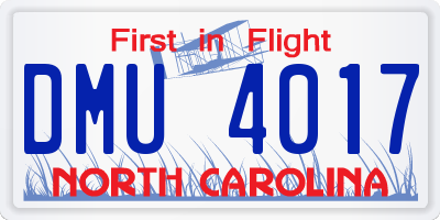 NC license plate DMU4017