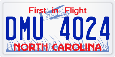 NC license plate DMU4024