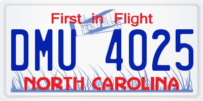 NC license plate DMU4025