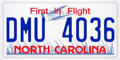 NC license plate DMU4036