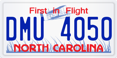 NC license plate DMU4050