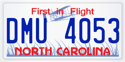 NC license plate DMU4053