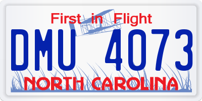 NC license plate DMU4073