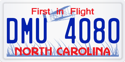 NC license plate DMU4080