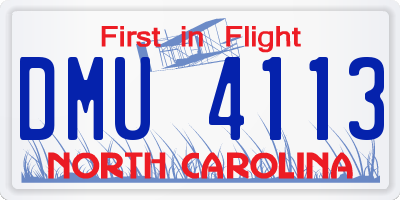 NC license plate DMU4113