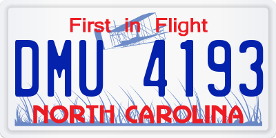 NC license plate DMU4193