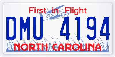 NC license plate DMU4194