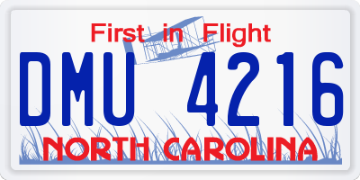 NC license plate DMU4216