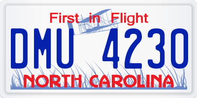 NC license plate DMU4230