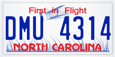 NC license plate DMU4314