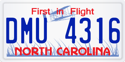 NC license plate DMU4316