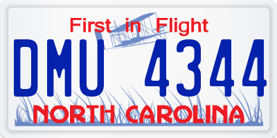 NC license plate DMU4344