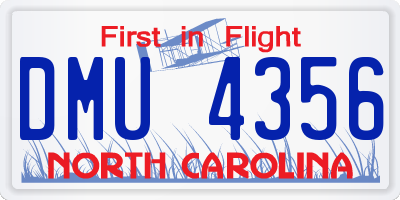 NC license plate DMU4356