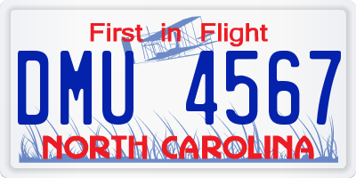 NC license plate DMU4567