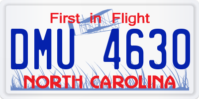 NC license plate DMU4630