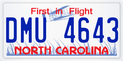 NC license plate DMU4643