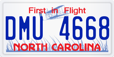 NC license plate DMU4668