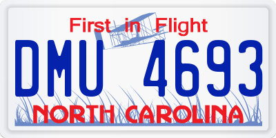NC license plate DMU4693