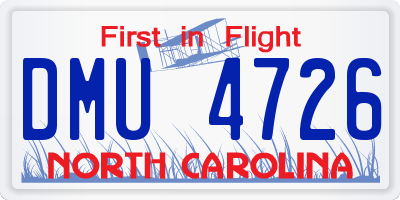 NC license plate DMU4726