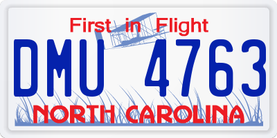 NC license plate DMU4763