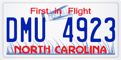 NC license plate DMU4923