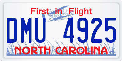 NC license plate DMU4925