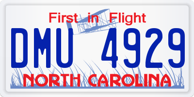 NC license plate DMU4929