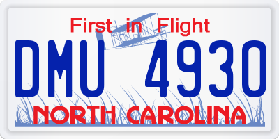NC license plate DMU4930
