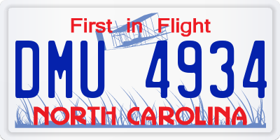 NC license plate DMU4934