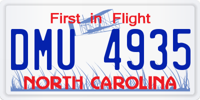 NC license plate DMU4935