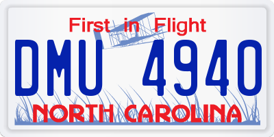NC license plate DMU4940