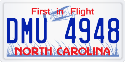 NC license plate DMU4948