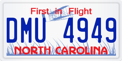 NC license plate DMU4949