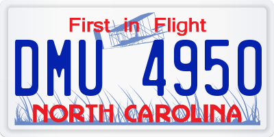 NC license plate DMU4950