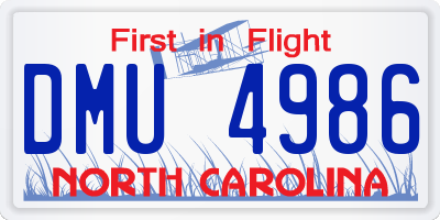 NC license plate DMU4986